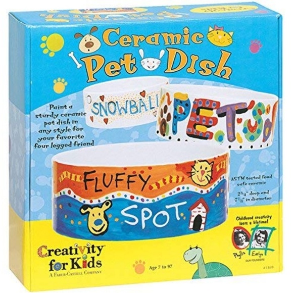 Creativity For Kids Ceramic Paintable Pet Dish - Picture 1 of 4